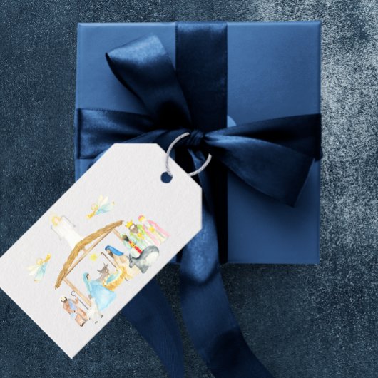 水彩出生クリスマス ギフトタグ