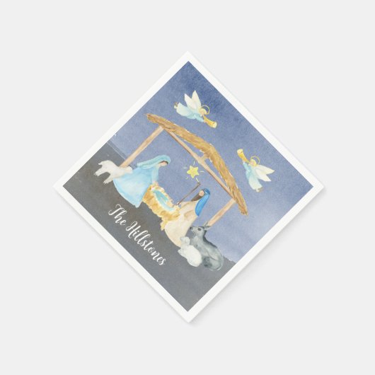 水彩出生クリスマス スタンダードカクテルナプキン (角)