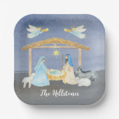 水彩出生クリスマス ペーパープレート (正面)