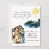水彩出生シーンとクリスマス祈りの言葉 シーズンカード (正面)