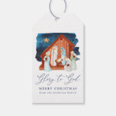 水彩出生シーングローリートゥゴッドホリデー ギフトタグ (正面)
