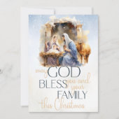 水彩出生シーンベビーイエズクリスマス シーズンカード (正面)