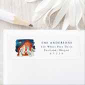 水彩出生シーン差出人住所 ラベル (インサイチュ)