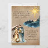 水彩出生シーン祈りの言葉パーチメント シーズンカード (正面)