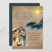 水彩出生シーン祈りの言葉パーチメント シーズンカード (正面/裏面)