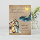水彩出生シーン祈りの言葉パーチメント シーズンカード (スタンド正面)