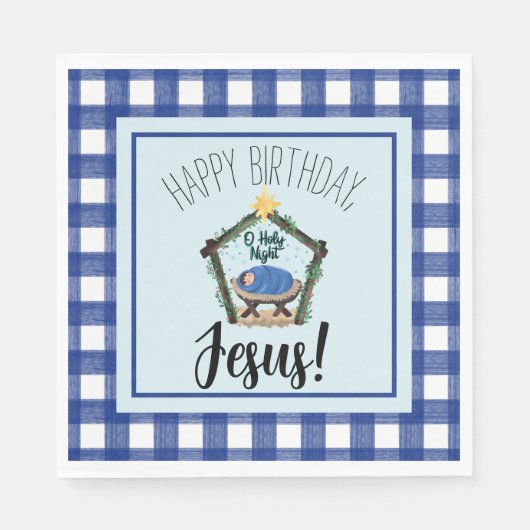 水彩出生ハッピーバースデーイエス スタンダードランチョンナプキン (正面)