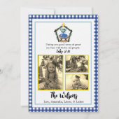 水彩出生ブループレイドクリスマスカード 案内状 (正面)