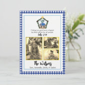 水彩出生ブループレイドクリスマスカード 案内状 (スタンド正面)