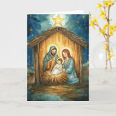 水彩出生、クリスマススター放射能 カード (黄色い花)