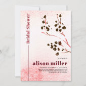 水彩分枝とムーンジャパンディブライダルシャワー 招待状 (正面)
