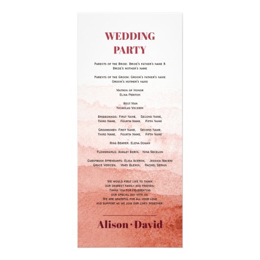 水彩分枝ジャパンディミニマルウェディングプログラム ラックカード (裏面)