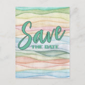水彩列デザインの退職お祝いパーティーのSave The Date 案内ポストカード (正面)