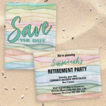 水彩列デザインの退職お祝いパーティーのSave The Date