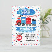 水彩列車の誕生日パーティーへの招待 招待状 (スタンド正面)