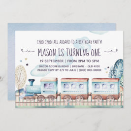 水彩列車の誕生日パーティー 招待状
