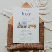 水彩列車ベビーシャワー招待状 招待状
