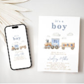 水彩列車ベビーシャワー招待状 招待状