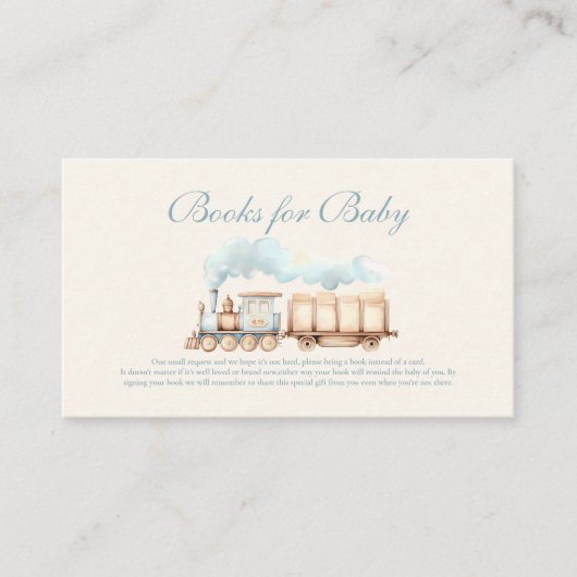 水彩列車赤ちゃんシャワーベビー エンクロージャーカード (正面)