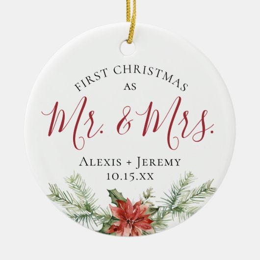 水彩初めてのクリスマスMr.+ミセス・オーナメント セラミックオーナメント (正面)