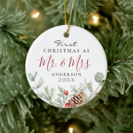 水彩初めてのクリスマスMr.+ミセス・オーナメント セラミックオーナメント