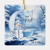 水彩初めてのクリスマスMr.And Mrs.Photo セラミックオーナメント (正面)