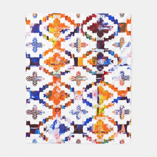 水彩効果のある幾何学的なテクスチャパターン フリースブランケット (正面)