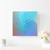 水彩効果ブルー/アクア/テラ>標準クロック スクエア壁時計 (ホーム)