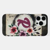水彩動揺して花シックMessy Monogram iPhoneケース (裏面横)