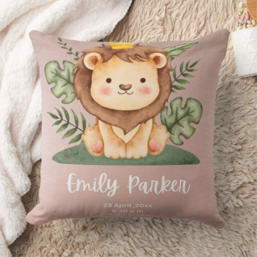 水彩動物かわいいサファリライオン クッション (ブランケット)