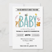 水彩動物たち - お茶会＆赤ちゃんお披露目会 招待状 (正面)