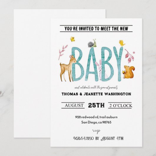 水彩動物たち - 飲みながら見る、会って挨 招待状 (正面/裏面)