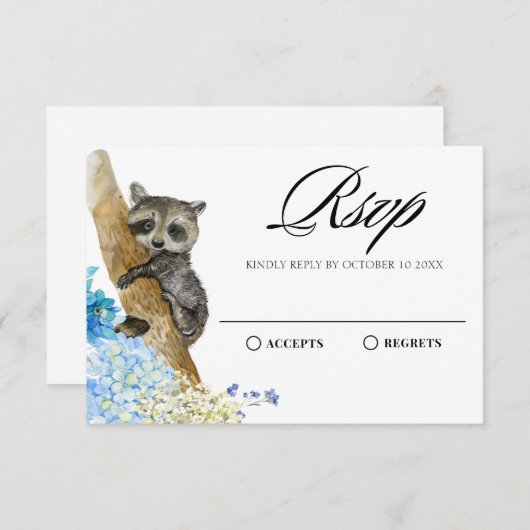 水彩動物のフローラ野生動物 出欠カード (正面/裏面)