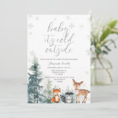 水彩動物の冷たい屋外ベビーシャワー 招待状 (スタンド正面)