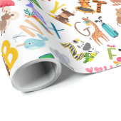 水彩動物アルファベットかわいい子どもたち ラッピングペーパー (ロールコーナー)