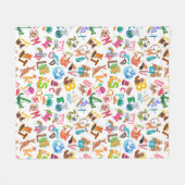 水彩動物アルファベットかわいい子供たち フリースブランケット (正面(横))