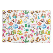 水彩動物アルファベットかわいい子供たち 枕カバー (裏面)