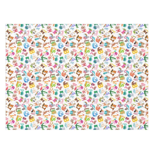 水彩動物アルファベットかわいい テーブルクロス (正面(横))