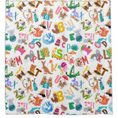 水彩動物アルファベット愛らしい子供 シャワーカーテン (正面)