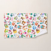 水彩動物アルファベット愛らしい子供 バスタオルセット (ハンドタオル)