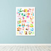 水彩動物アルファベット愛らしい教育 キャンバスプリント (インサイチュ (ウッドフロア))