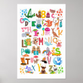 水彩動物アルファベット愛らしい教育 ポスター (正面)