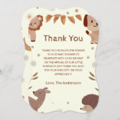 水彩動物テーマベビーシャワーサンキューカード (正面/裏面)