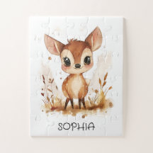 水彩動物パーソナライズされた鹿子供の誕生日