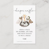 水彩動物フェイク金ゴールドモダンおむつラッフル エンクロージャーカード (正面)