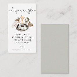 水彩動物フェイク金ゴールドモダンおむつラッフル エンクロージャーカード