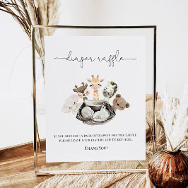 水彩動物フェイク金ゴールドモダンおむつラッフル ポスター