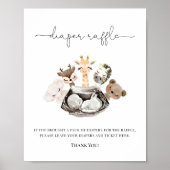 水彩動物フェイク金ゴールドモダンおむつラッフル ポスター (正面)