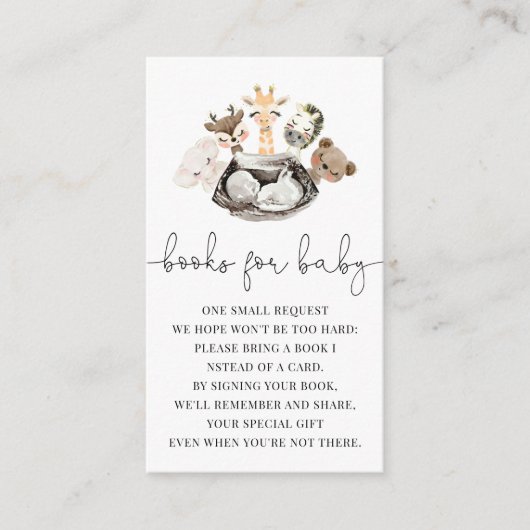 水彩動物フェイク金ゴールドモダンブックベビー エンクロージャーカード (正面)