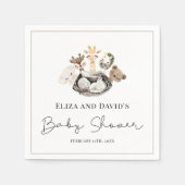 水彩動物フェイク金ゴールドモダン赤ちゃんシャワー スタンダードカクテルナプキン (正面)